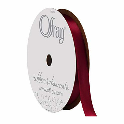 Picture of Berwick Offray 263150 3/8" Wide Single Face Satin Ribbon, Sherry Red, 6 Yds