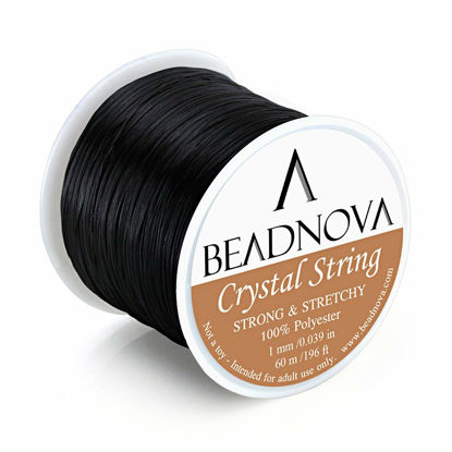 Picture of BEADNOVA 1mm Elastic Stretch Crystal String Cord for Jewelry Making Bracelet Beading Thread 60m/roll (Black)