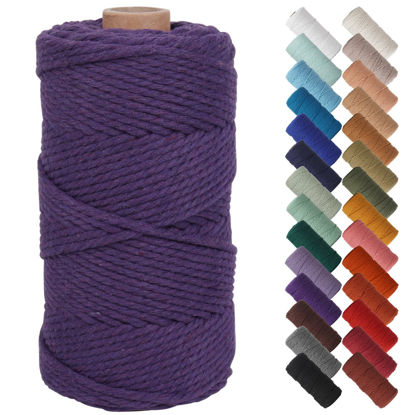 Picture of NOANTA Dark Purple Macrame Cord 3mm x 109yards, Colored Macrame Rope, Cotton Rope Macrame Yarn, Colorful Cotton Craft Cord for Wall Hanging, Plant Hangers, Crafts, Knitting