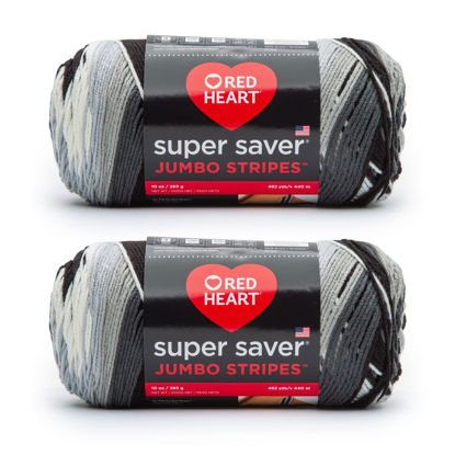 Picture of Red Heart Super Saver Jumbo Newspaper Stripe Yarn - 2 Pack of 10oz/283g - Acrylic - 4 Medium (Worsted) - 482 Yards - Knitting/Crochet