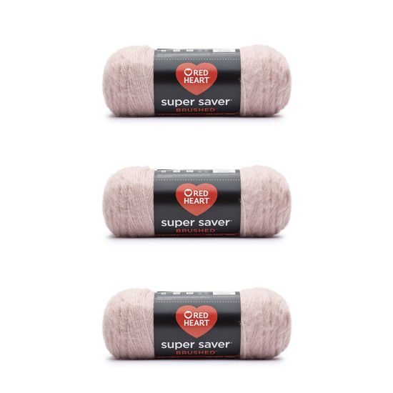 Picture of Red Heart Super Saver Brushed Dusty Pink Yarn - 3 Pack of 140g/5oz - Acrylic - 4 Medium (Worsted) - 255 Yards - Knitting/Crochet