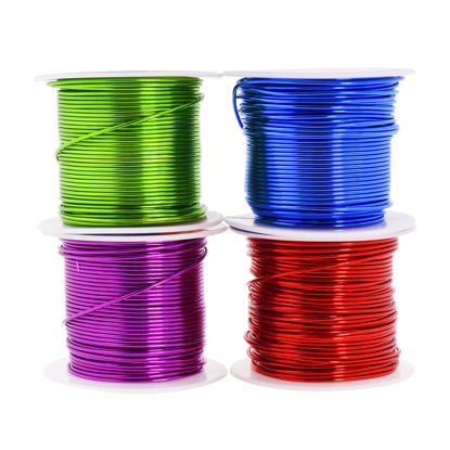 Picture of Mandala Crafts 1.29mm 16 Gauge Rainbow Color Anodized Aluminum Wire for Sculpting, Armature, Jewelry Making, Gem Metal Wrap, Garden, Colored and Soft, 4 Rolls