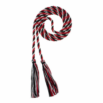 Picture of Graduation Honor Cord - Black/RED/Gray - Every School Color Available - Made in USA - by Tassel Depot