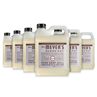 Picture of Mrs. Meyer's Hand Soap Refill, Made with Essential Oils, Biodegradable Formula, Lavender, 33 fl. oz - Pack of 6