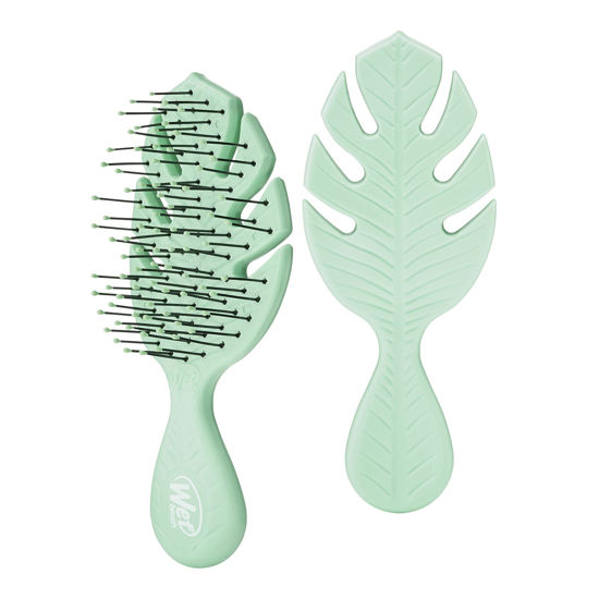 Picture of Wet Brush Go Green Mini Detangler, Green - Detangling Travel Hair Brush - Ultra-Soft IntelliFlex Bristles Glide Through Tangles & Gently Loosens Knots While Minimizing Pain, Split Ends & Breakage