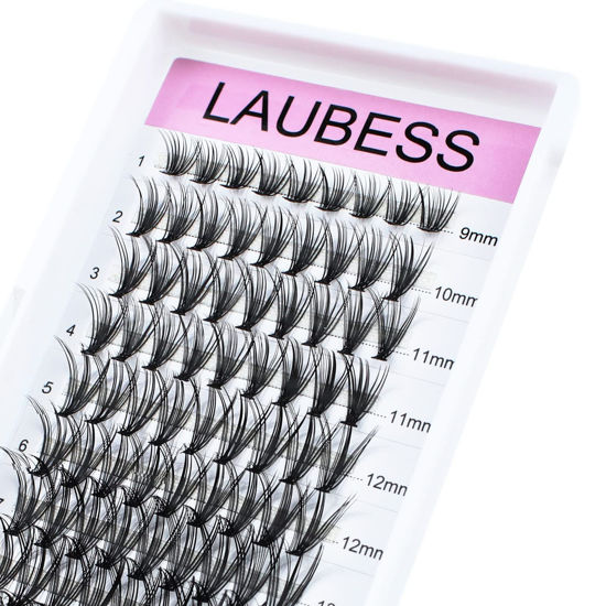 Picture of Cluster Lashes 20D Mixed Tray DIY Eyelash Extension Short and Long Individual Lashes Clusters Extensions D Curl Natural Look 3D Effect Makeup 120pcs (20D-0.07D, 9-16mm)