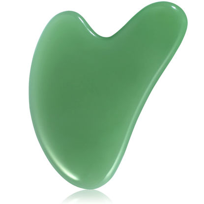 Picture of rosenice Gua Sha Facial Tools Guasha Tool Gua Sha Jade Stone for Face Skincare Facial Body Acupuncture Relieve Muscle Tensions Reduce Puffiness Festive Gifts