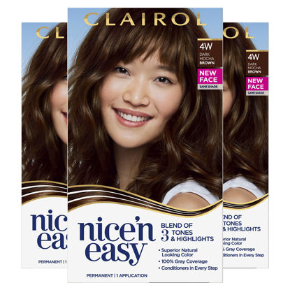 Picture of Clairol Nice'n Easy Permanent Hair Dye, 4W Dark Mocha Brown Hair Color, 6.26 Fl Oz(Pack of 3)