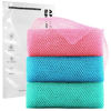 Picture of 3 Pieces African exfoliating net African Net Long Net Bath Sponge Exfoliating Shower Body Scrubber Back Scrubber Skin Smoother,Great for Daily Use (Pink, Blue, Green)