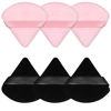 Picture of Pimoys 6 Pieces Powder Puff Face Makeup Sponge Soft Velour Triangle Powder Puffs for Loose Powder Body Powder Cosmetic Foundation Beauty Sponge, Stocking Stuffers Gift for Women (Black, Pink)