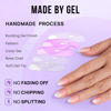 Picture of Almond Press On Nails Medium - BTArtbox Soft Gel Ombre Fake Nails with Nail Glue, Fit Perfectly & Natural Reusable Semi-Transparent Glue On Nails in 15 Sizes - 30PCS Stick On Nails Kit, Vanilla Cream Almond