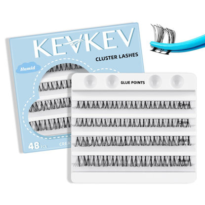 Picture of KevKev Lash Clusters 48 Pcs Cluster Lashes Eyelash Clusters DIY Cluster Eyelash Extensions Individual Lashes Soft and Comfortable (Humid,D-10-16mix)