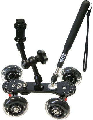Picture of Vidpro SK-22 Professional Skater Dolly - Rolling Slider for DLSR Cameras & Camcorders Ideal for Low-Level Shooting & Panning 25 Lbs Capacity Smooth Rubber Wheels 7 Mounting Points & Extendable Handle