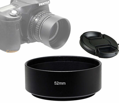 Picture of Fotasy Metal 52mm Lens Hood for Nikkor AF 35mm f/2 35mm f/1.4 Nikkor 50mm f/1.8 50mm f/1.4 Lens, 52 mm Lens Hood, Compatible with Nikon Fuji Leica Leitz OM Lens, Screw-in, with 58mm Lens Cap