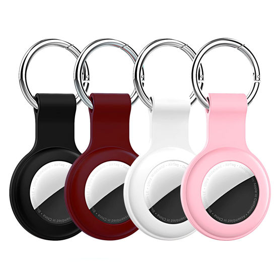 Picture of Keychain Air Tag Case Holder Silicone Key Ring Cases Compatible with Apple AirTag GPS Item Finders Accessories 4 Pack