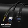 Picture of BATIGE USB 3.0 & 3.5mm Car Mount Flush Cable 3.5mm + USB3.0 AUX Extension Dash Panel Waterproof Mount Cable for Car Boat and Motorcycle 1ft