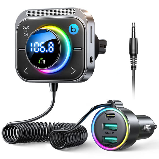 Picture of Bluetooth 5.3 FM/AUX Bluetooth Car Adapter, JOYROOM【Air Vent Installation & Bass Boost】 3 Ports PD&QC 3.0 FM Transmitter for Car, Radio Bluetooth Receiver for Car HD Calling and Enjoy Music