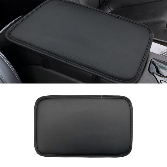 Picture of 8sanlione Leather Center Console Cushion Pad, 11.4"x7.4" Waterproof Armrest Seat Box Cover Fit for Most Cars, Vehicles, SUVs, Comfort, Car Interior Protection Accessories (Black/Skin)