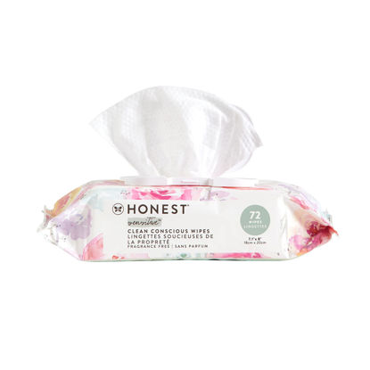 Picture of The Honest Company Clean Conscious Wipes | 99% Water, Compostable, Plant-Based, Baby Wipes | Hypoallergenic, EWG Verified | Rose Blossom, 72 Count
