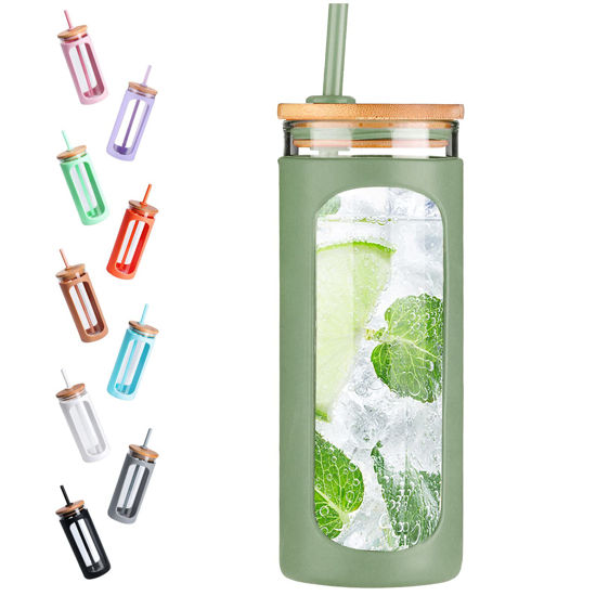 Kodrine Glass tumbler with straw and lid 20oz Glass