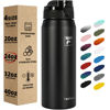 Picture of Fanhaw Insulated Water Bottle with Chug Lid - 24 Oz Double-Wall Vacuum Stainless Steel Reusable Leak & Sweat Proof Sports Water Bottle Dishwasher Safe with Anti-Dust Wide Mouth Lid (Black)