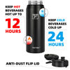 Picture of Fanhaw Insulated Water Bottle with Chug Lid - 24 Oz Double-Wall Vacuum Stainless Steel Reusable Leak & Sweat Proof Sports Water Bottle Dishwasher Safe with Anti-Dust Wide Mouth Lid (Black)