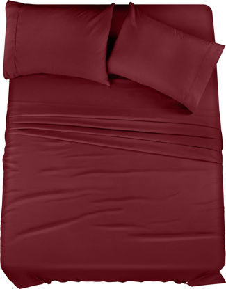 Picture of Utopia Bedding California King Bed Sheets Set - 4 Piece Bedding - Brushed Microfiber - Shrinkage and Fade Resistant - Easy Care (King, Burgundy)