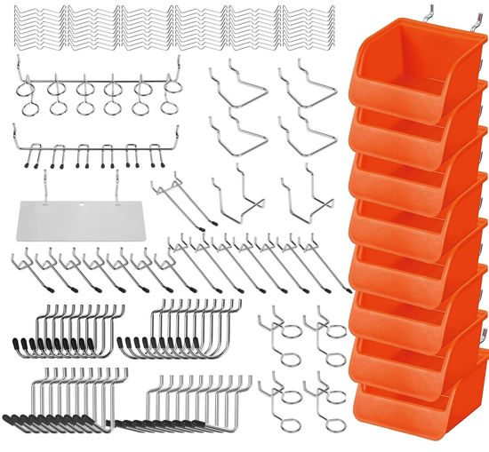 Picture of HORUSDY 150-Piece Pegboard Hooks Assortment, Pegboard Accessories with Pegboard Bins for Organizing Various Tools