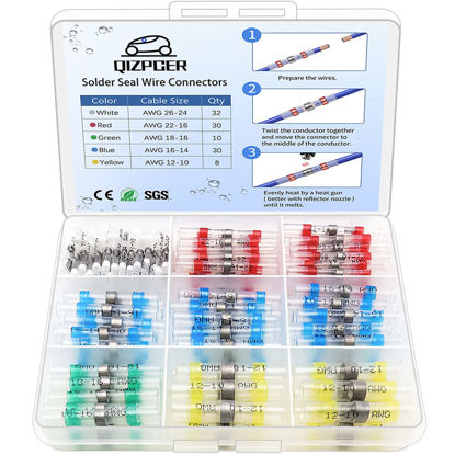 Picture of 110 Pcs Heat Shrink Wire Connectors, Solder Seal Butt Connectors Kit Waterproof Marine Electrical Splice Terminals