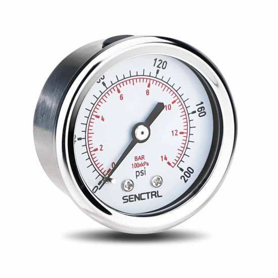 Picture of SENCTRL 0-200 psi Pressure Gauge, 2" Dial Size, 1/8 NPT Back Mount, Anti-Fog, Waterproof, Stainless Steel Case, for Pneumatic Regulator Air Compressor Portable Tank Water Tire Test