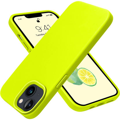 Picture of OTOFLY Designed for iPhone 13 Phone Case, Silicone Shockproof Slim Thin Phone Case for iPhone 13 6.1 inch Fluorescent Yellow