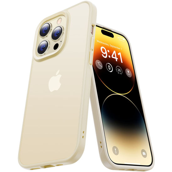 Picture of CASEKOO [SGS Tested] Newly Matte Beige iPhone 14 Pro Max Case [10FT Mil-Grade Protection] Anti-Fingerprints & Anti-Scratch Translucent Back Anti-Slip Frame iPhone 14 Pro Max Phone Case, Beige