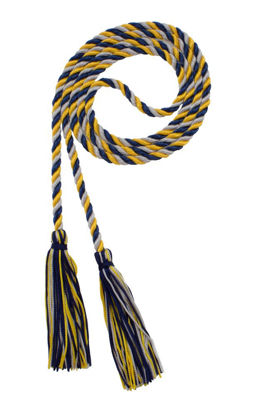 Picture of Graduation Honor Cord - Navy/Gold/Gray - Every School Color Available - Made in USA - by Tassel Depot