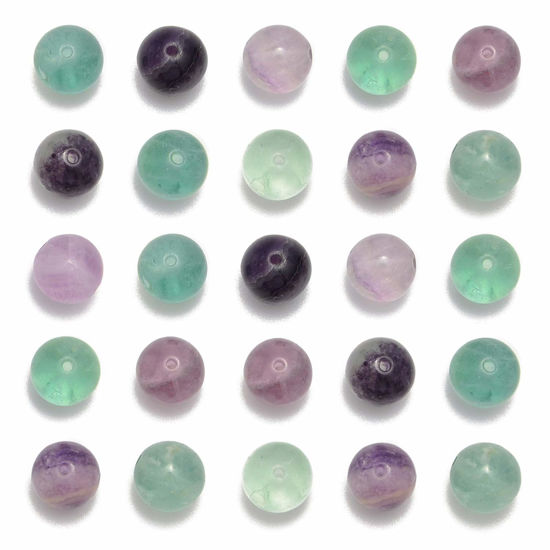 Picture of NCB 200pcs 6mm Colorful Fluorite Loose Beads for Jewelry Making, Natural Semi Precious Beads Round Smooth Gemstones Spacer Beads Charms for Necklaces Bracelets (Colorful Fluorite, 6mm 200Beads)