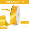 Picture of TONIFUL 1-1/2 Inch (40mm) x 100 Yards Yellow Wide Satin Ribbon Solid Fabric Ribbon for Gift Wrapping Chair Sash Valentine's Day Wedding Birthday Party Decoration Hair Floral Craft Sewing