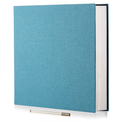 Picture of Photo Album Self Adhesive 3x5 4x6 5x7 6x8 8x10 8.5x11 11x10.6 Magnetic Scrapbook Album DIY Length 11x10.6 Inch 40 Pages Linen Cover DIY Photo Album with A Metallic Pen and DIY Accessories(Sky Blue)