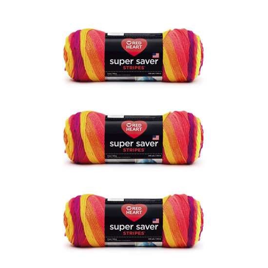 Picture of Red Heart Super Saver Yarn, 3 Pack, Fruity Stripe 3 Count