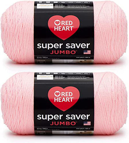 Picture of Red Heart Super Saver Jumbo Petal Pink Yarn - 2 Pack of 396g/14oz - Acrylic - 4 Medium (Worsted) - 744 Yards - Knitting/Crochet