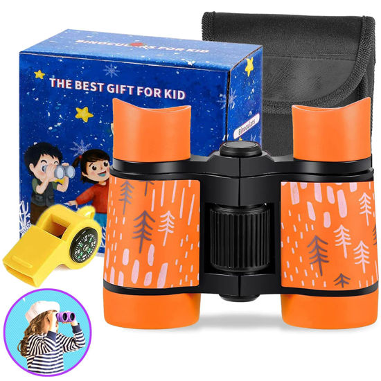 Picture of Kid Binoculars High Resolution Best Gifts for 3-12 Years Boys Girls Optics Shockproof Mini Compact Binocuolar Toys Folding Small Telescope for Bird Watching Camping Outdoor Play