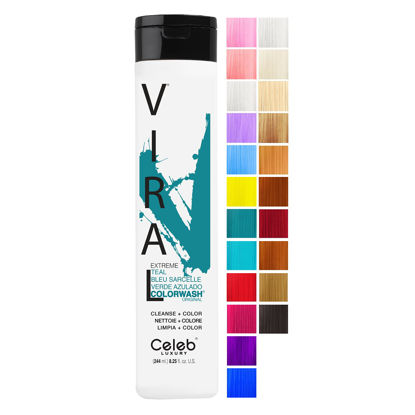 Picture of Celeb Luxury Viral Colorwash, Professional Semi-Permanent Hair Color Depositing Shampoo, Teal