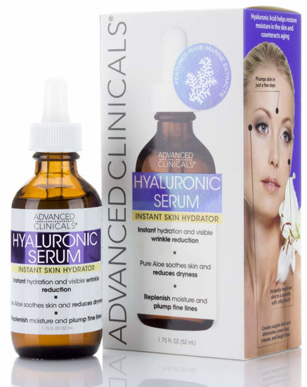 Picture of Advanced Clinicals Hyaluronic Acid Face Serum Skin Care Facial Moisturizer To Restore Skin, Anti Aging Serum For Face, Wrinkles, Dark Spots, Fine Lines, & Dry Skin, 1.75 Fl Oz