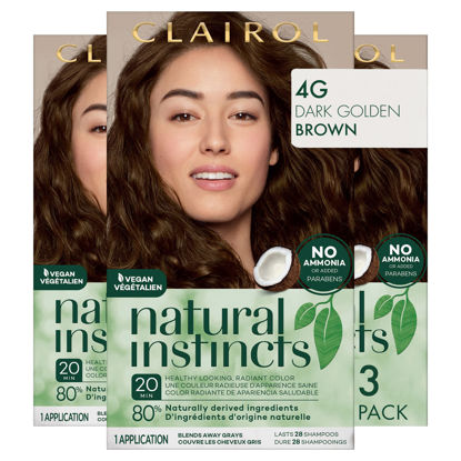 Picture of Clairol Natural Instincts Demi-Permanent Hair Dye, 4G Dark Golden Brown Hair Color, Pack of 3