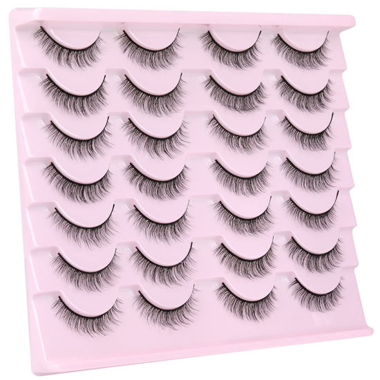 Picture of Kiromiro Natural Lashes Wispy Fake Eyelashes Nautal Look 10mm 3D Mink Lashes Extension Fluffy Strip Eyelashes Pack