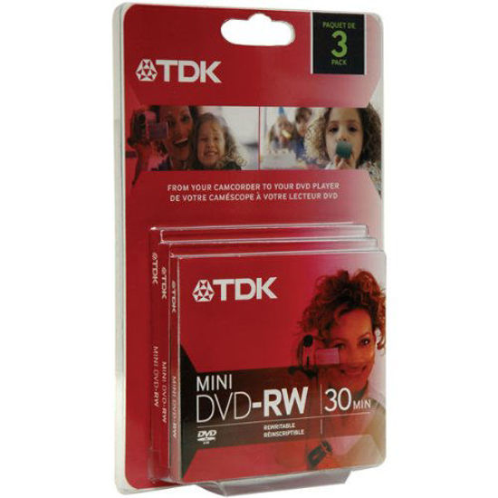 Picture of TDK 4X DVD-RW 8CM 1.4 GB DVD-RW 3 Pack in Jewel Case