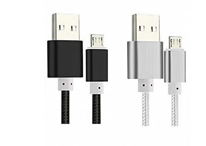 Picture of Kindle Powerline [2 Pack] 5-FT Cable Length iBarbe Nylon Braided Reversible Micro USB Cables High Speed USB 2.0 (Works with Most Micro-USB Tablets and Kindle E-Book Reader) MicroUSB to USB