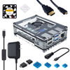 Picture of Miuzei Case for Raspberry Pi 4 with Fan, 3A USB-C Power Supply, 1.5M Micro HDMI Cable, HDMI-Micro HDMI Adapter, 4 Aluminum Heat Sinks, USB Card Reader (Raspberry Pi 4 Not Included