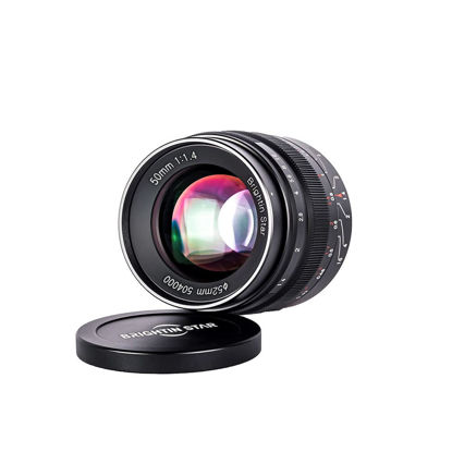 Picture of Brightin Star 50mm F1.4 Big Aperture APS-C Manual Focus Mirrorless Camera Lens, Fit for Canon EOS-M Mount M, M2, M3, M5, M6, M10, M100, M50, M200 (Black)