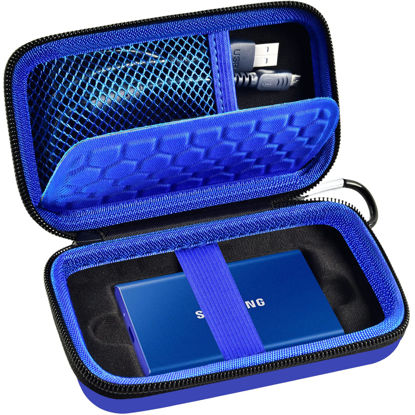 Picture of Case Compatible with Samsung T7/ T7 Touch Portable SSD 1TB 2TB 500GB USB 3.2 External Solid State Drive, Travel Carrying Storage Organizer Fits for USB Cables and More Accessories (Blue)