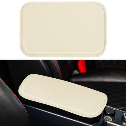 Picture of Amiss Auto Center Console Pad, PU Leather Car Armrest Seat Box Cover Protector, Universal Waterproof Non Slip Soft Center Console Armrest Pad for Most Vehicle, SUV, Truck, Car (Beige)