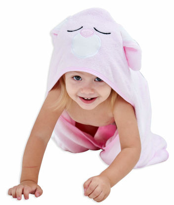 Picture of HIPHOP PANDA X - Large Bamboo Hooded Baby Towel - Soft Hooded Bath Towel for Babie, Toddler,Infant, Perfect for Boy and Girl - (Pink Rabbit, 37.5 x 37.5 Inch)